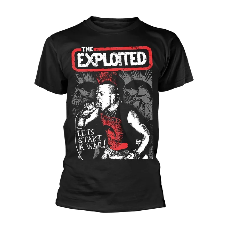 The Exploited Unisex T-shirt: Let's Start A War Spandex Blend Rayon Blend Denim Blend