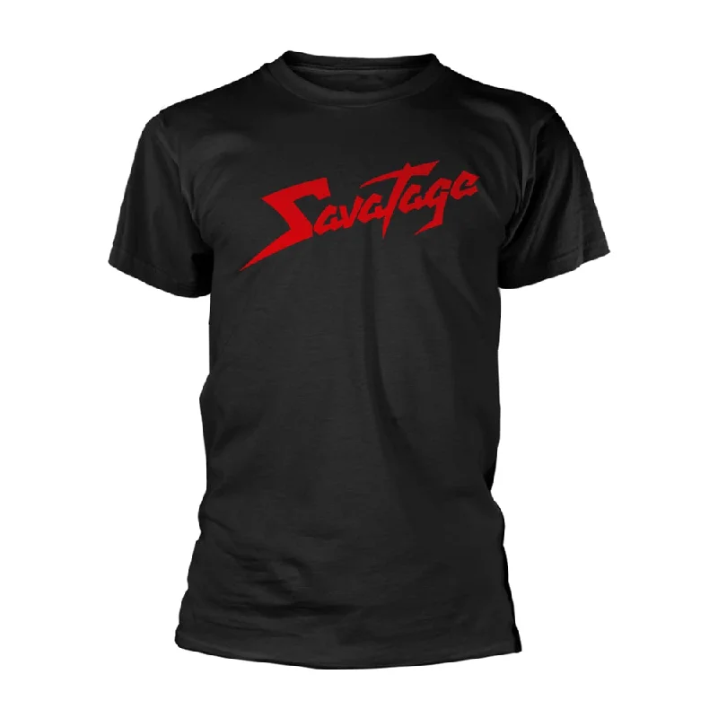 Savatage Unisex T-shirt: Red Logo Embroidered Appliqued Beaded