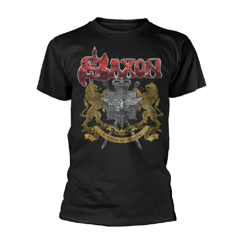 Saxon Unisex T-shirt: 40 Years Jersey Fabric Tulle Fabric Batik Fabric