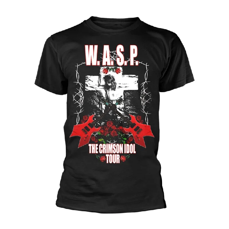 W.A.S.P. Unisex T-shirt: Crimson Idol Tour (back print) Cotton Fabric Linen Fabric Terry Fabric