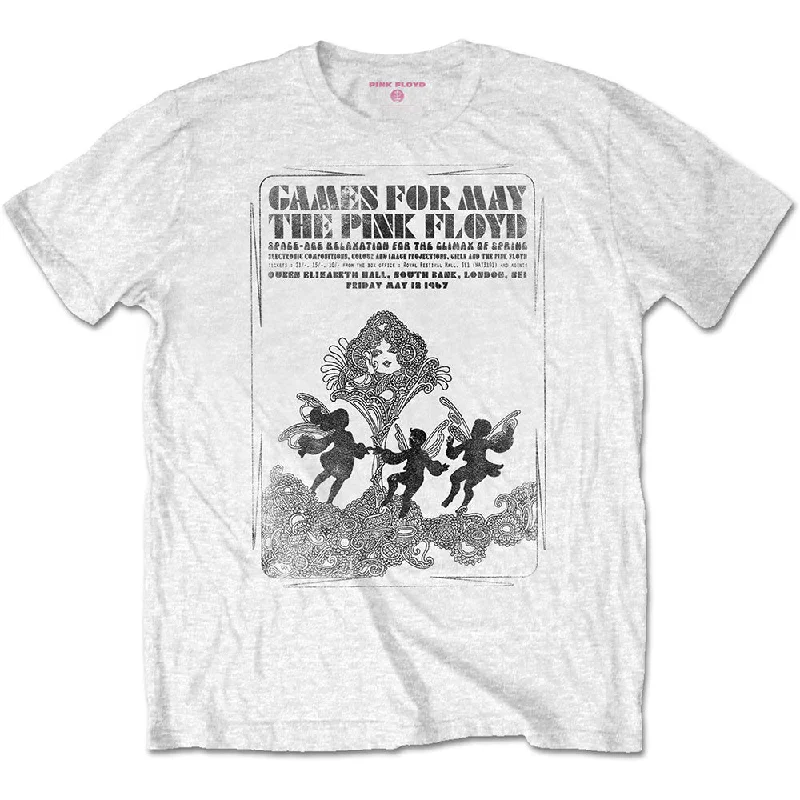 Pink Floyd | Official Band T-Shirt | Games For May B&W Solid Print Embellished