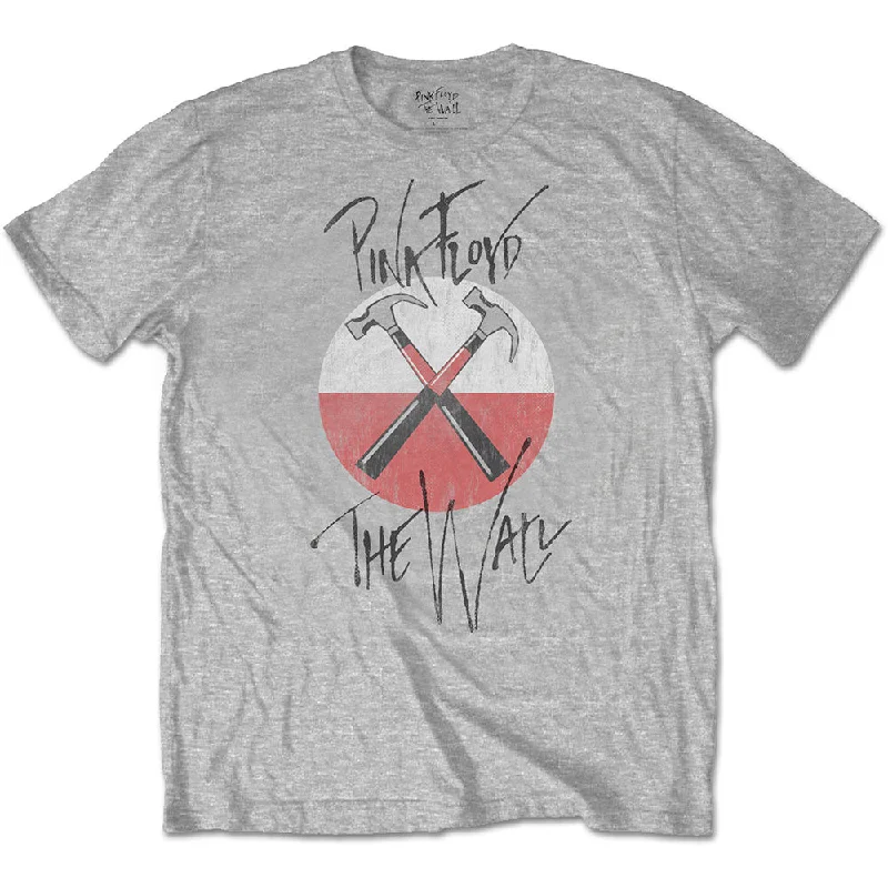 Pink Floyd | Official Band T-Shirt | The Wall Faded Hammers Logo Satin Blend Silk Blend Wool Blend