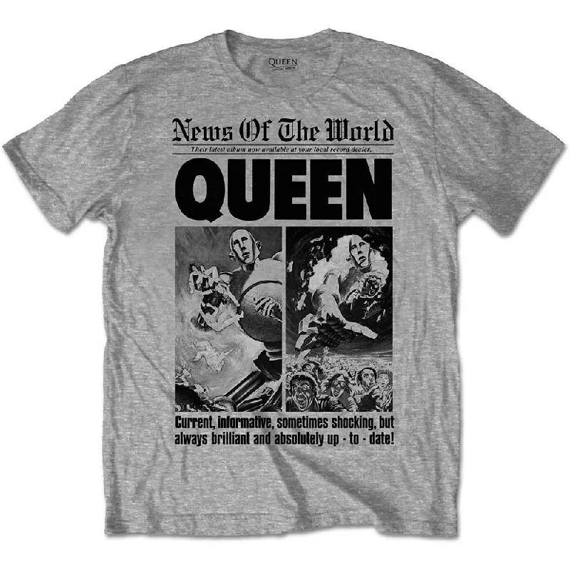 Queen | Official Band T-Shirt | News of the World 40th Front Page Real Fur Shearling Chenille