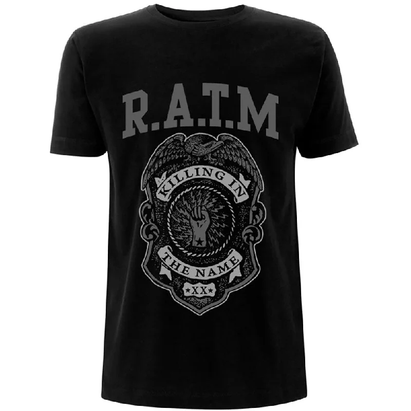 Rage Against The Machine | Official Band T-Shirt | Grey Police Badge Plaid T-Shirt Polka Dot Checkered