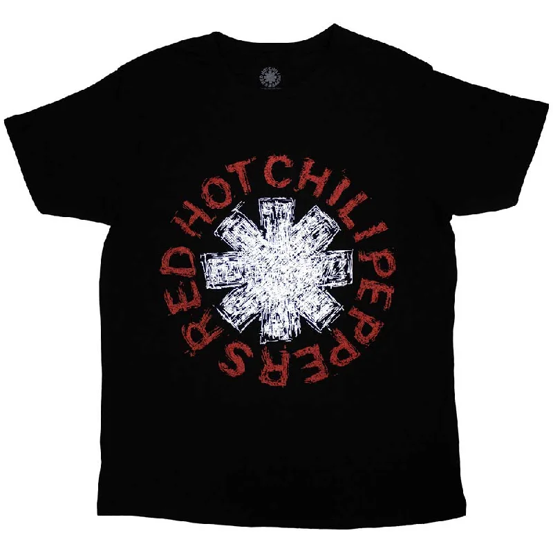 Red Hot Chili Peppers| Official Band  T-Shirt | Scribble Asterisk Graphic T-Shirt Round Neck Polyester