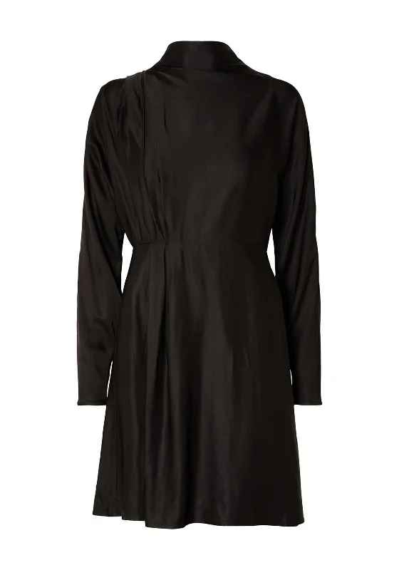 Selected Femme Alana Satin Mini Dress, Black Classic White Mini Dress