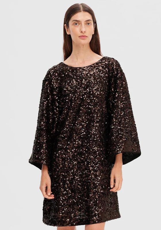 Selected Femme Mallie Sequin Smock Mini Dress, Java Cozy T-Shirt Mini Dress