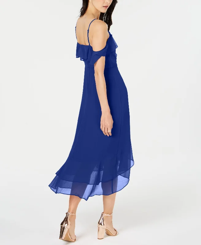 INC Solid Cold-Shoulder Midi Dress Comfortable Deep V Midi Dress