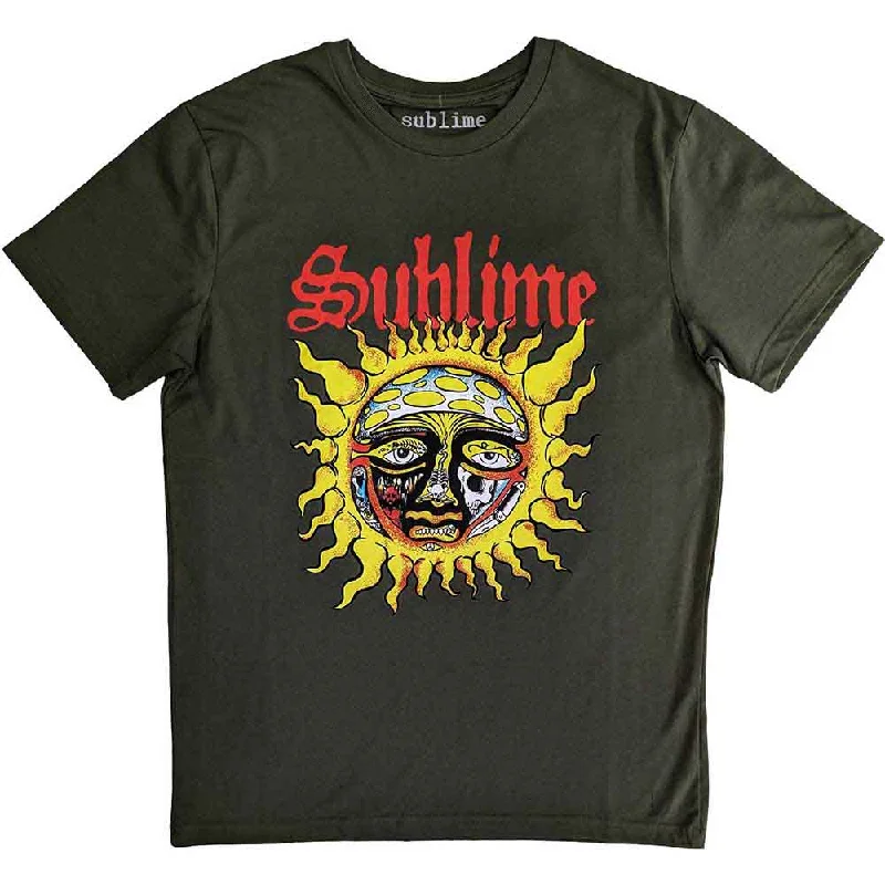 Sublime | Official Band T-Shirt | Yellow Sun Notch Collar Peter Pan Collar Cowl Neck