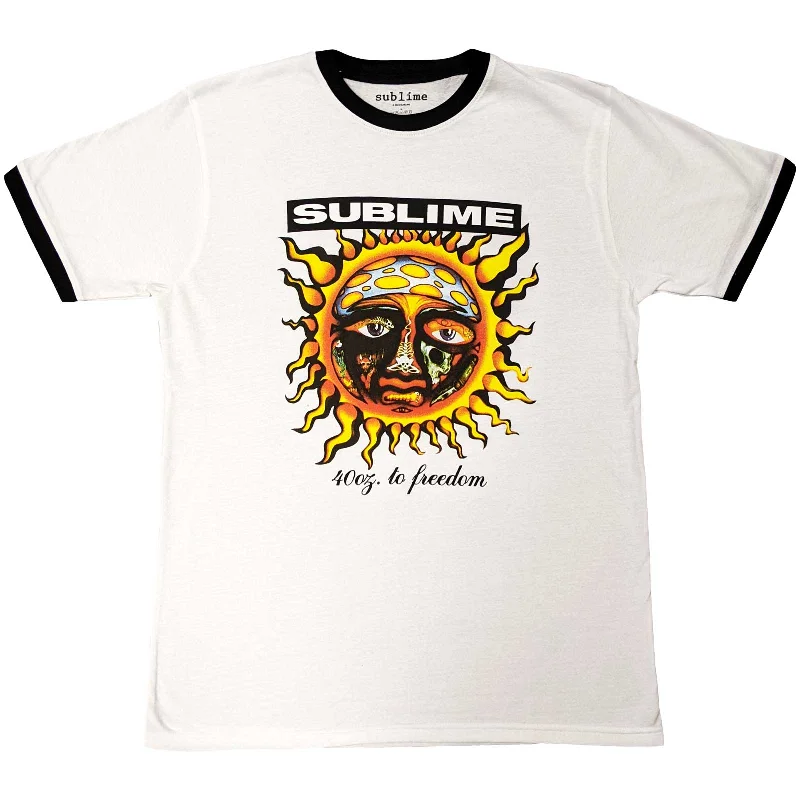 Sublime | Official Band Ringer T-Shirt | 40oz. To Freedom Fitted T-Shirt Seamless Stretchy