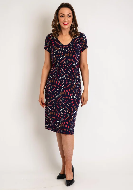 White Stuff Tallie Eco Vero Jersey Print Midi Dress, Navy Cozy Tie-Dye Midi Dress