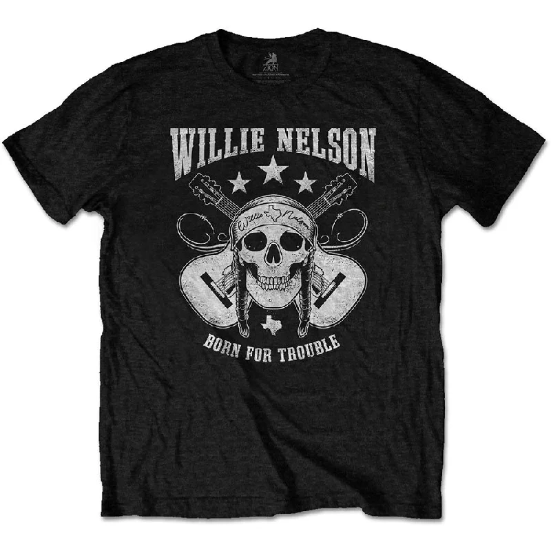 Willie Nelson | Official Band T-Shirt | Skull Jersey Fabric Tulle Fabric Batik Fabric