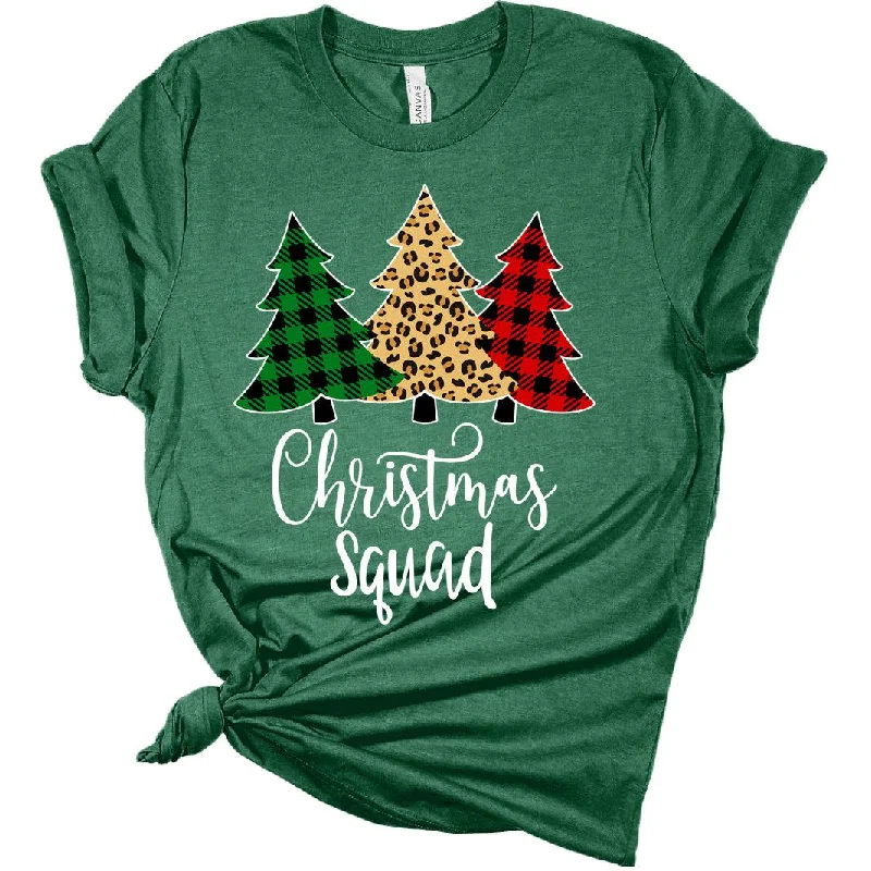 Womens Christmas Squad Funny Plaid Xmas Tree Family Matching Pajama Bella T-Shirt Mesh Canvas Denim