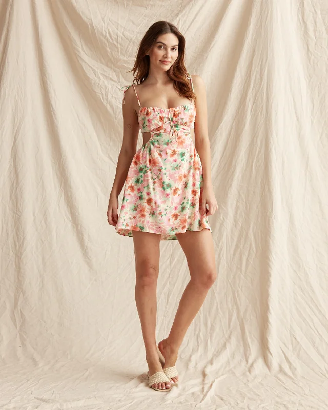 Virginia Floral Mini Dress Comfortable Bodycon Mini Dress