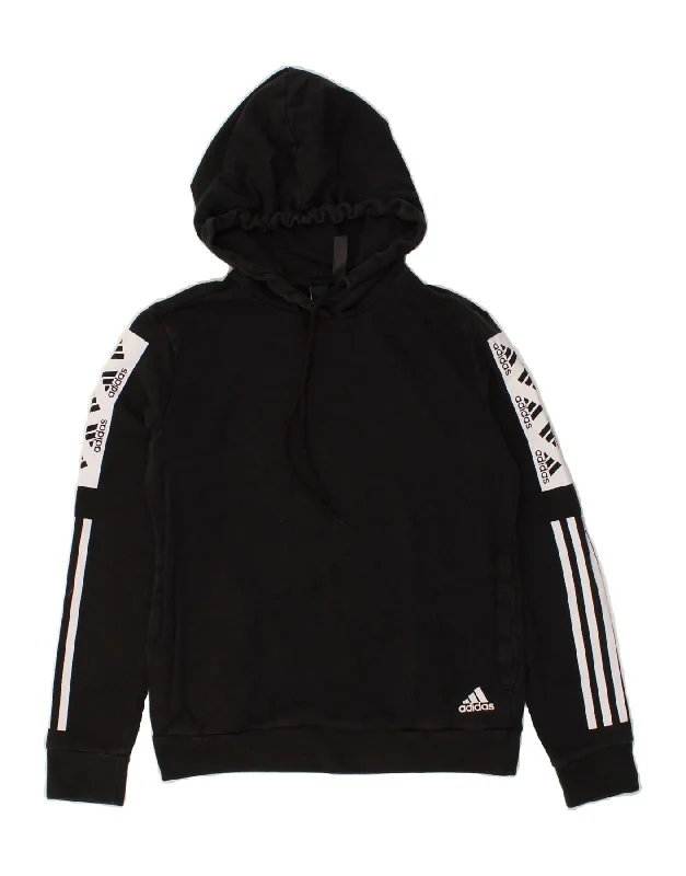 ADIDAS Womens Graphic Hoodie Jumper UK 8/10 Small Black Cotton Hoodie with Neon Bright Vibrant ADIDAS Womens Graphic Hoodie Jumper UK 8/10 Small Black Cotton Hoodie with Neon Bright Vibrant