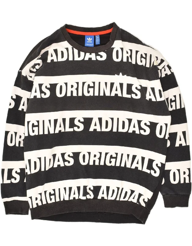 ADIDAS Womens Graphic Sweatshirt Jumper UK 12 Medium Black Cotton Hoodie with Monochrome Minimalist Simple ADIDAS Womens Graphic Sweatshirt Jumper UK 12 Medium Black Cotton Hoodie with Monochrome Minimalist Simple