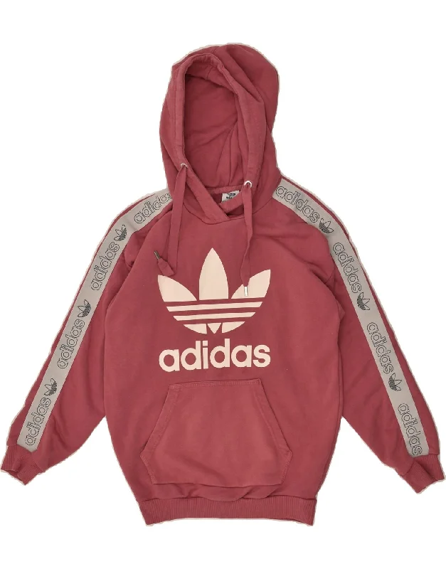 ADIDAS Womens Oversized Graphic Hoodie Jumper UK 4 XS Pink Cotton Hoodie with Bell Sleeves Flared Feminine ADIDAS Womens Oversized Graphic Hoodie Jumper UK 4 XS Pink Cotton Hoodie with Bell Sleeves Flared Feminine