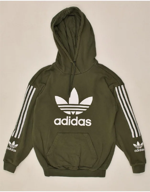 ADIDAS Womens Oversized Graphic Hoodie Jumper UK 6 XS Khaki Cotton Hoodie with Side Slits Relaxed Casual ADIDAS Womens Oversized Graphic Hoodie Jumper UK 6 XS Khaki Cotton Hoodie with Side Slits Relaxed Casual