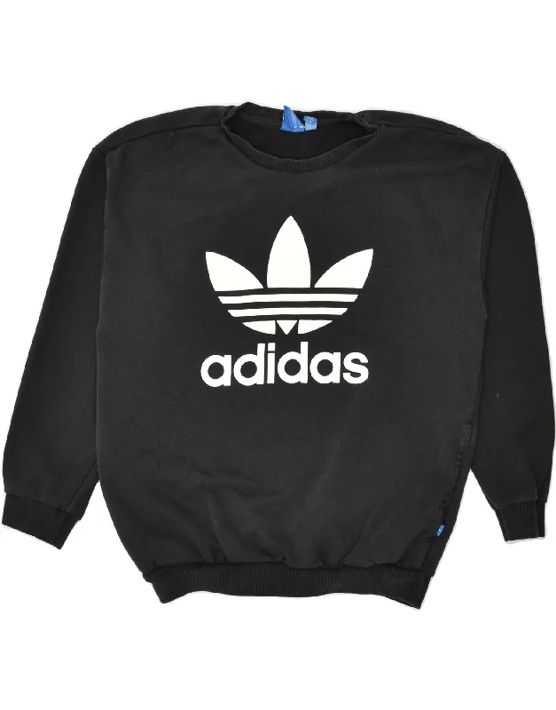 ADIDAS Womens Oversized Sweatshirt Jumper UK 8 Small  Black Cotton Hoodie with Full-Zip Functional Layering