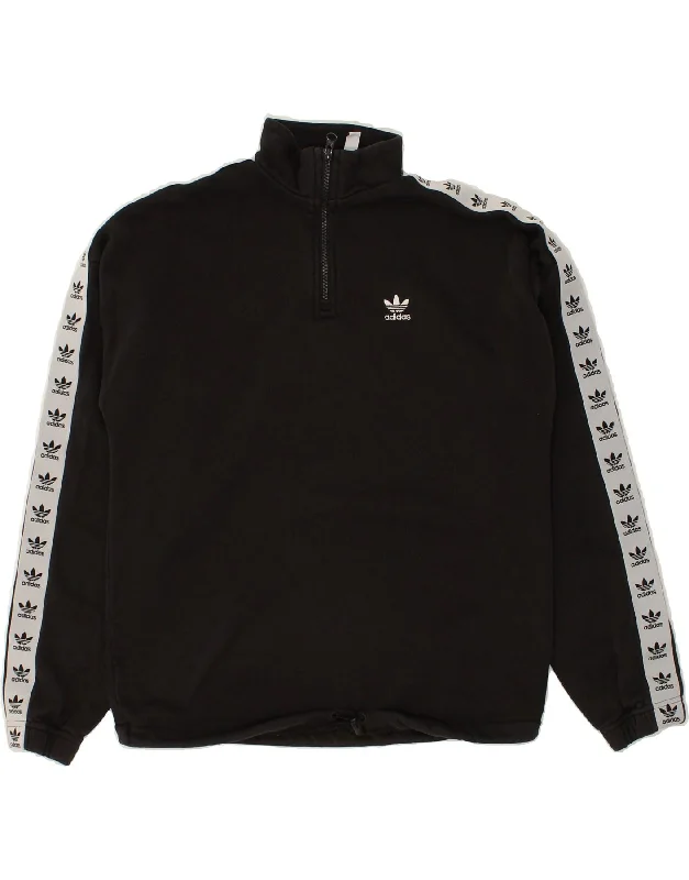 ADIDAS Womens Zip Neck Sweatshirt Jumper UK 8 Small Black Cotton Hoodie with Monochrome Minimalist Simple ADIDAS Womens Zip Neck Sweatshirt Jumper UK 8 Small Black Cotton Hoodie with Monochrome Minimalist Simple