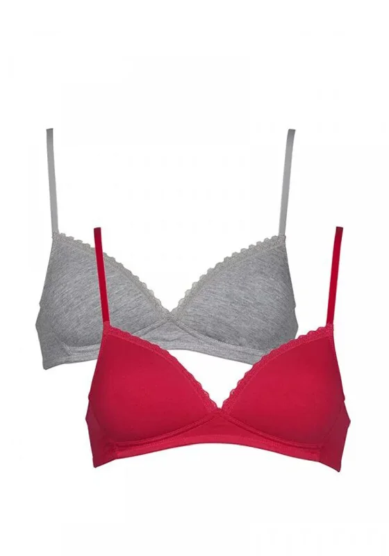 After Eden/My Basic Comfy Wireless Padded Bra Twin Pack, Grey & Pink Sexy Mesh Bralette