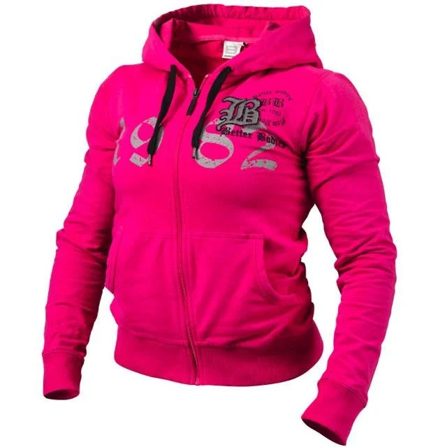 Better Bodies Fitted Soft Hoodie - Hot Pink Hoodie with Button Placket Classic Preppy Better Bodies Fitted Soft Hoodie - Hot Pink Hoodie with Button Placket Classic Preppy