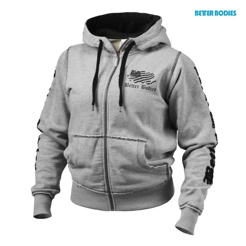 Better Bodies Heavy Street Hoodie - Grey Melange Hoodie with Hem Elastic Stretchable Comfortable