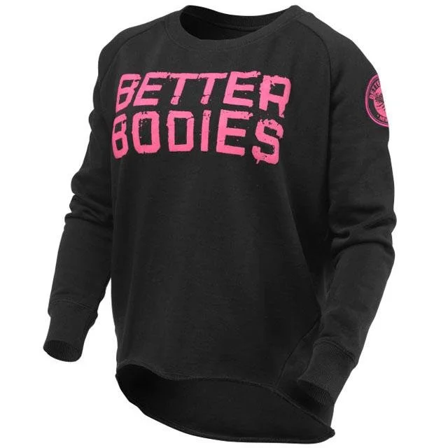 Better Bodies Wideneck Sweatshirt - Black Hoodie with Drop Shoulder Relaxed Streetwear