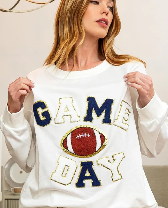 PLUS Game Day Letter Patch Sweatshirt Hoodie with Exposed Zipper Edgy Industrial