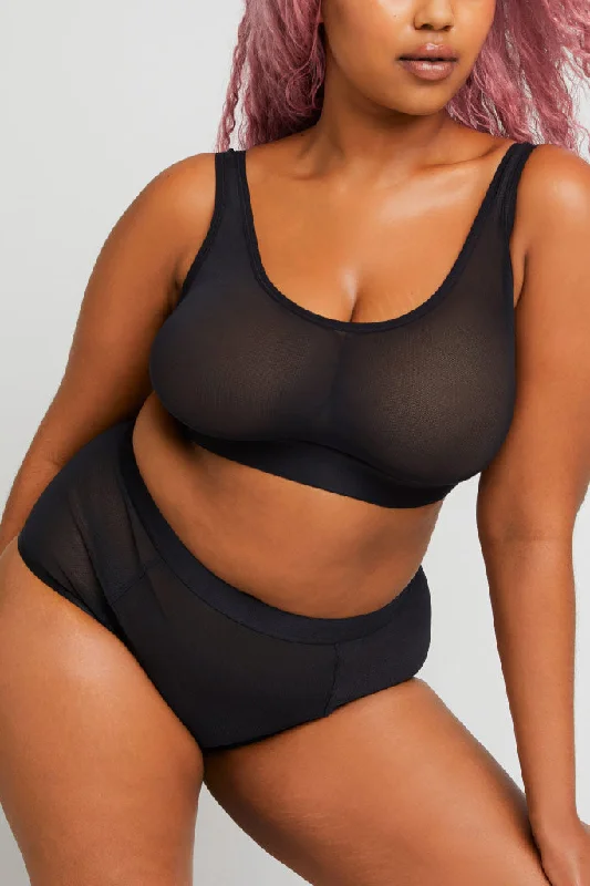 Sieve Bra Top in Black Soft Padded Bralette