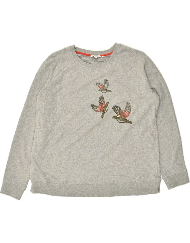 BODEN Womens Graphic Sweatshirt Jumper UK 18 XL Grey Animal Print Cotton Hoodie with Emblem Brand Identity BODEN Womens Graphic Sweatshirt Jumper UK 18 XL Grey Animal Print Cotton Hoodie with Emblem Brand Identity