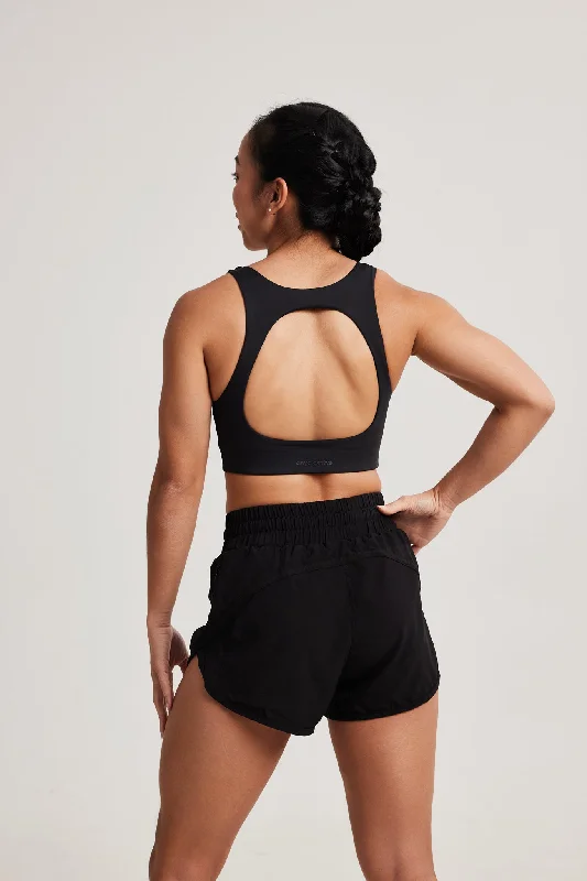 Circle Back Bra 2.0 in Black Sesame High Support Sports Bra