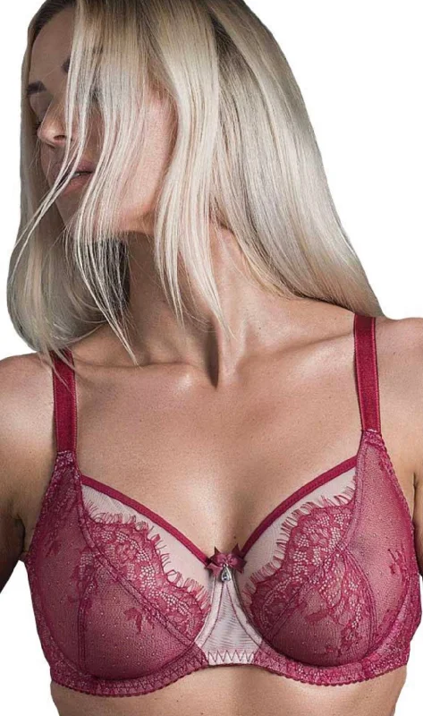 Ava See Thru Bra B2382 Deep Red Comfortable Lounge Bra