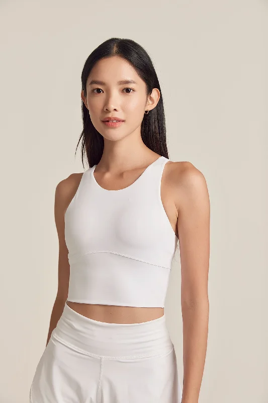 Curve High Neck Longline Bra in Yoghurt Lightweight Cotton Bra