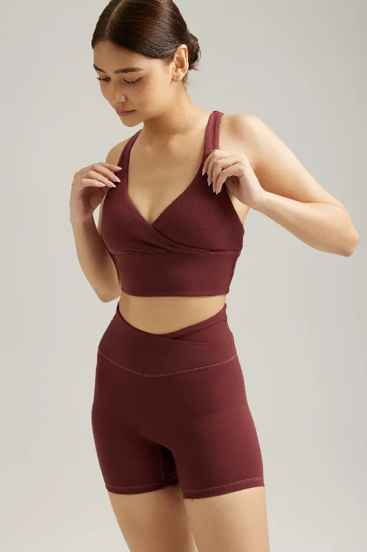 Wrap Bra in Dark Cherry High Support Sports Bra