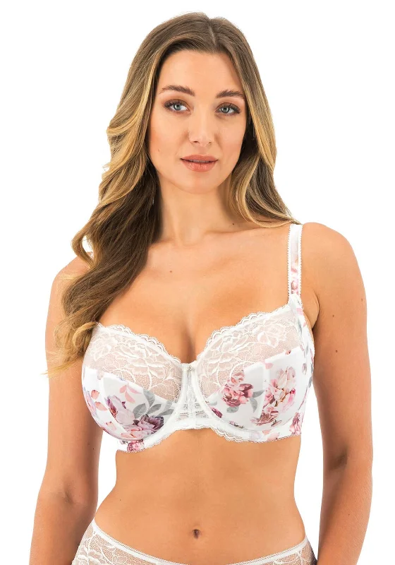 Fantasie Pippa Side Support Wired Bra, White Stretchy Full Coverage