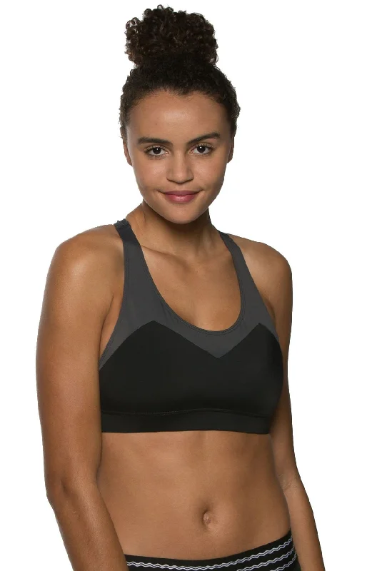 Forest Sports Bra - Charcoal/Black High-Cut Bra Design