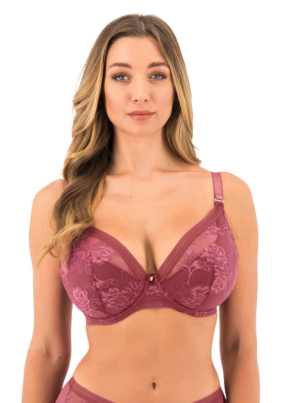 Fantasie Fusion Lace Padded Plunge Bra, Rosewood Sexy Lace Bralette