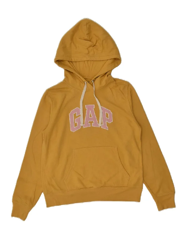 GAP Womens Graphic Hoodie Jumper UK 14 Medium Yellow Cotton Graphic Hoodie Design Print