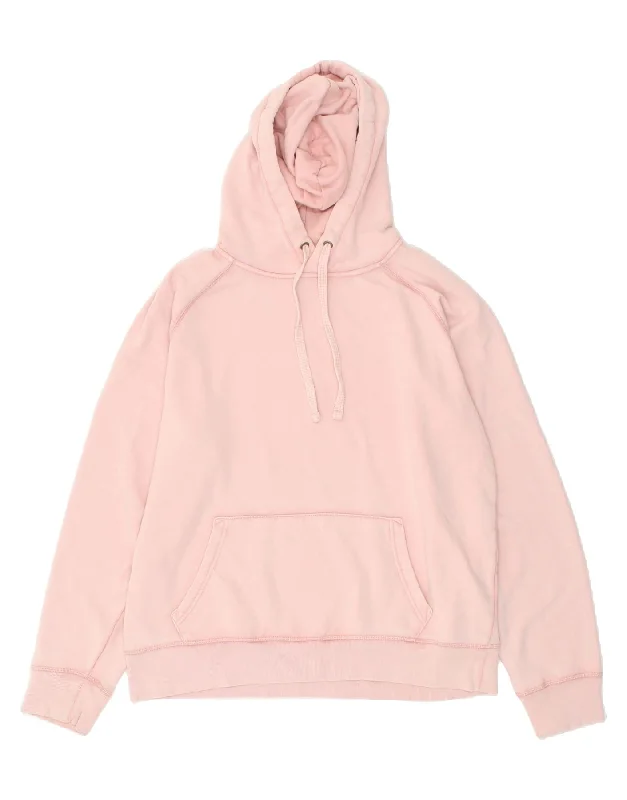 GAP Womens Hoodie Jumper UK 16 Large Pink Cotton Hoodie with Hem Raw Edge Edgy Unfinished