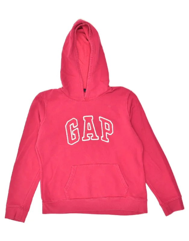 GAP Womens Loose Fit Graphic Hoodie Jumper UK 14 Medium Pink Cotton Hoodie with Illustration Artistic Creative