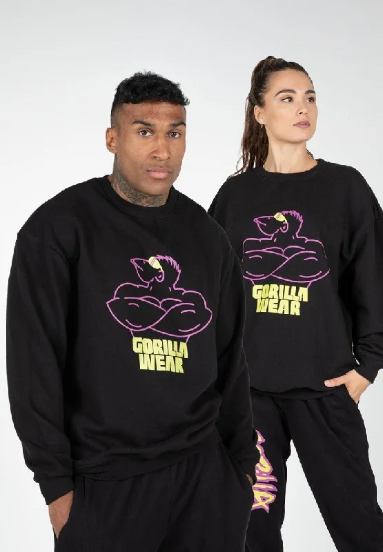 Gorilla Wear Legacy Oversized Sweatshirt - Black Hoodie with Rolled Sleeves Casual Relaxed