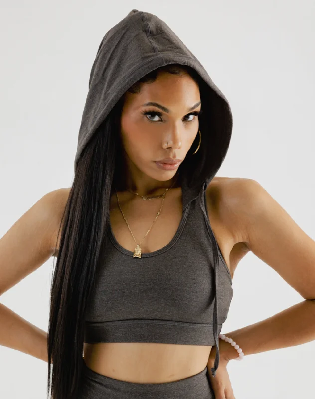 Hoodie Sports Bra Hoodie with Velcro Closure Adjustable Secure