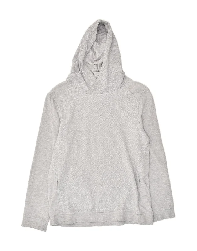 JULES Womens Hoodie Jumper UK 16 Large Grey Cotton Hoodie with Toggle Buttons Decorative Unique