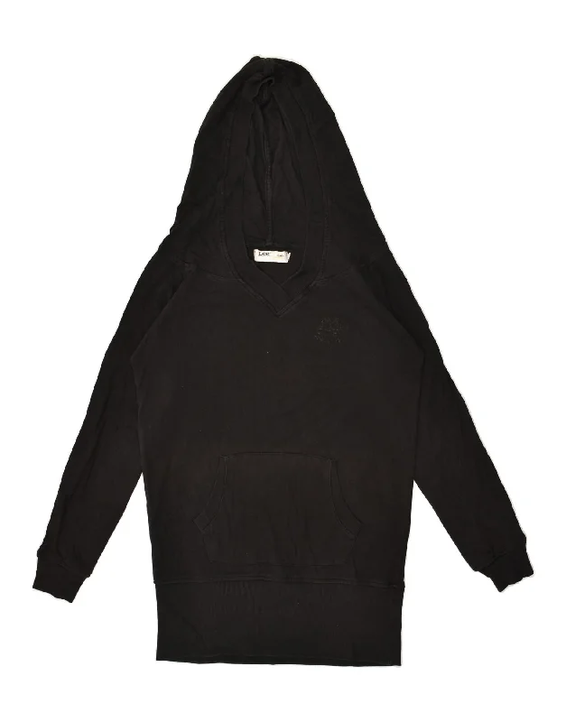 LEE Womens Hoodie Jumper UK 14 Medium Black Hoodie with Mesh Breathable Sporty