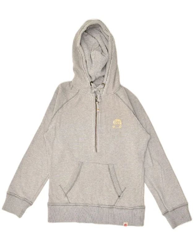 LEE Womens Zip Neck Hoodie Jumper UK 16 Large Grey Cotton Hoodie with Sequins Glamorous Eye-catching LEE Womens Zip Neck Hoodie Jumper UK 16 Large Grey Cotton Hoodie with Sequins Glamorous Eye-catching