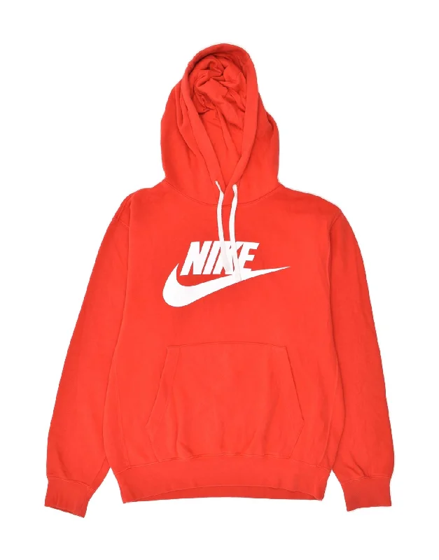 NIKE Womens Oversized Graphic Hoodie Jumper UK 10 Small Red Cotton Hoodie Sweatshirt Pullover