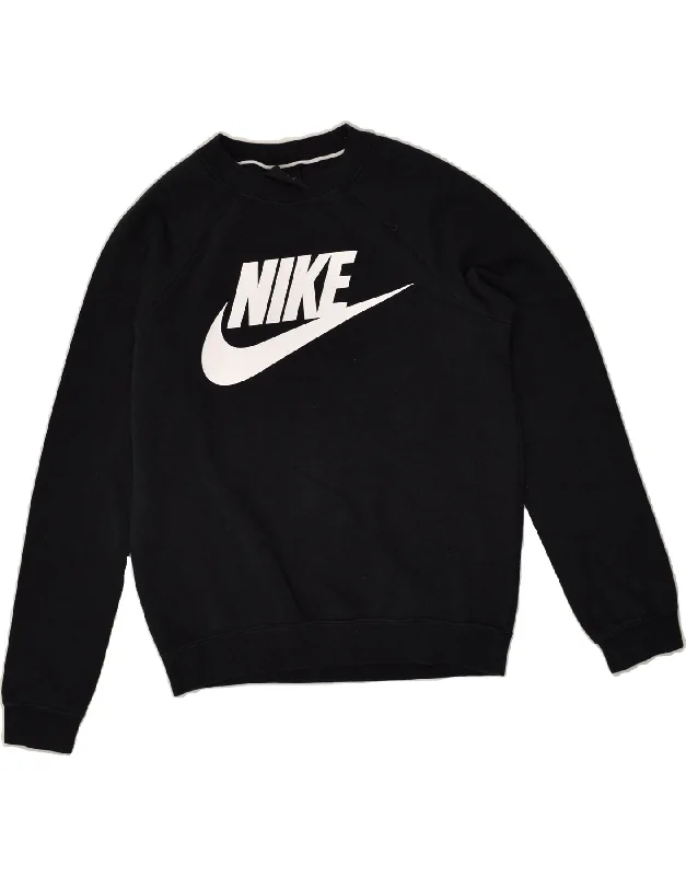 NIKE Womens Oversized Graphic Sweatshirt Jumper UK 6 XS Black Cotton Hoodie with Hidden Zipper Minimalist Clean NIKE Womens Oversized Graphic Sweatshirt Jumper UK 6 XS Black Cotton Hoodie with Hidden Zipper Minimalist Clean