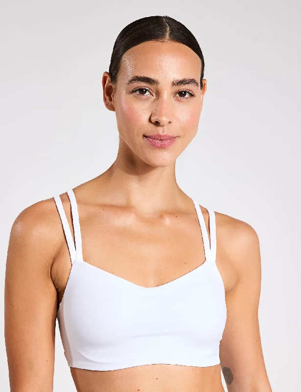 Zenvy Strappy Sports Bra - White Comfortable Lace Bra