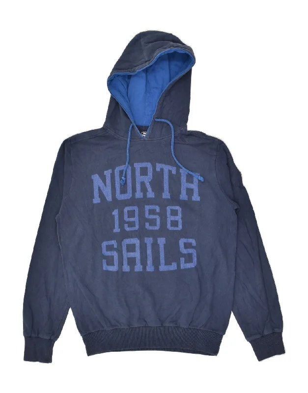 NORTH SAILS Womens Graphic Hoodie Jumper UK 10 Small Navy Blue Cotton Graphic Hoodie Design Print